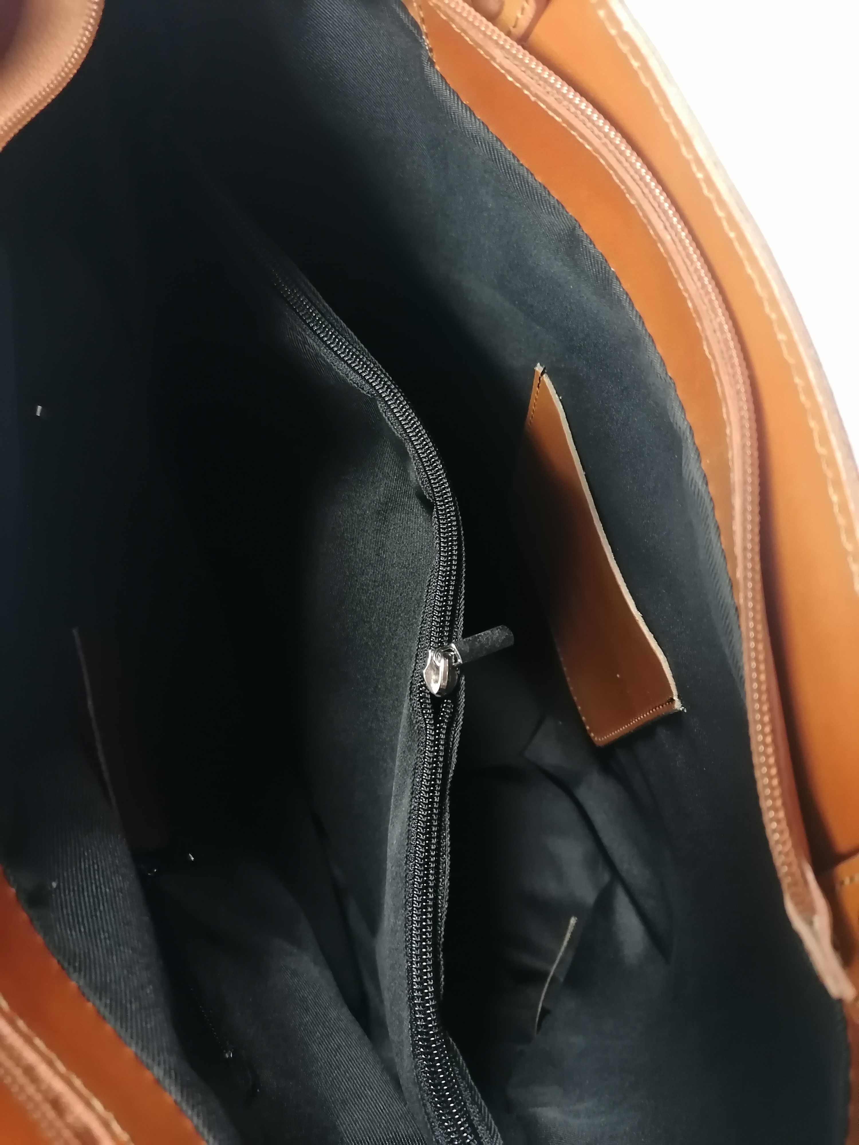 Nowa włoska skórzana torebka Vera Pelle shopper A4 Camel