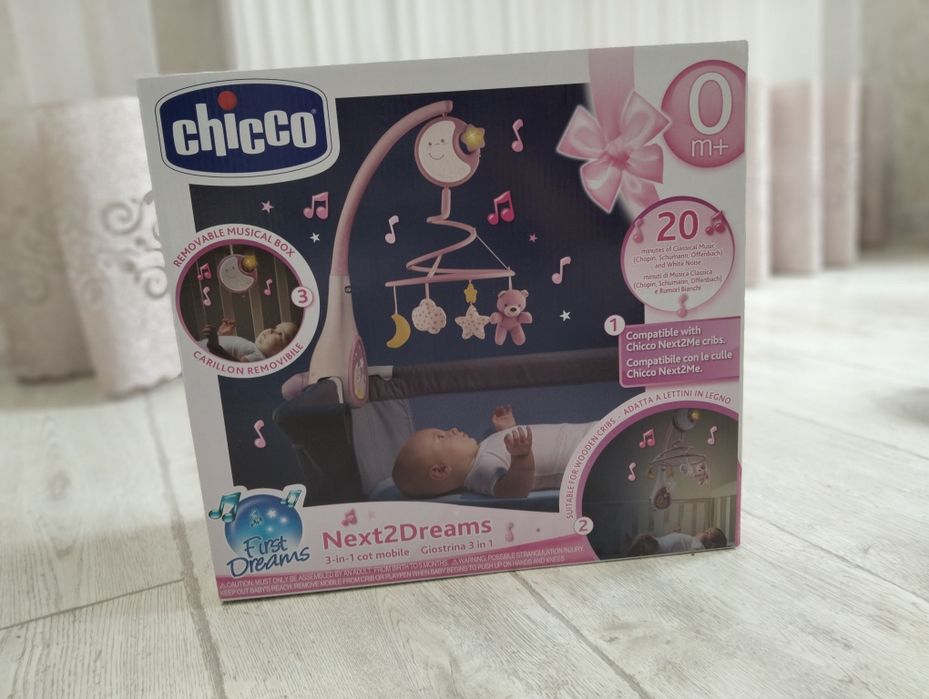 Музичний мобіль на ліжечко Chicco Next2Dreams рожевий