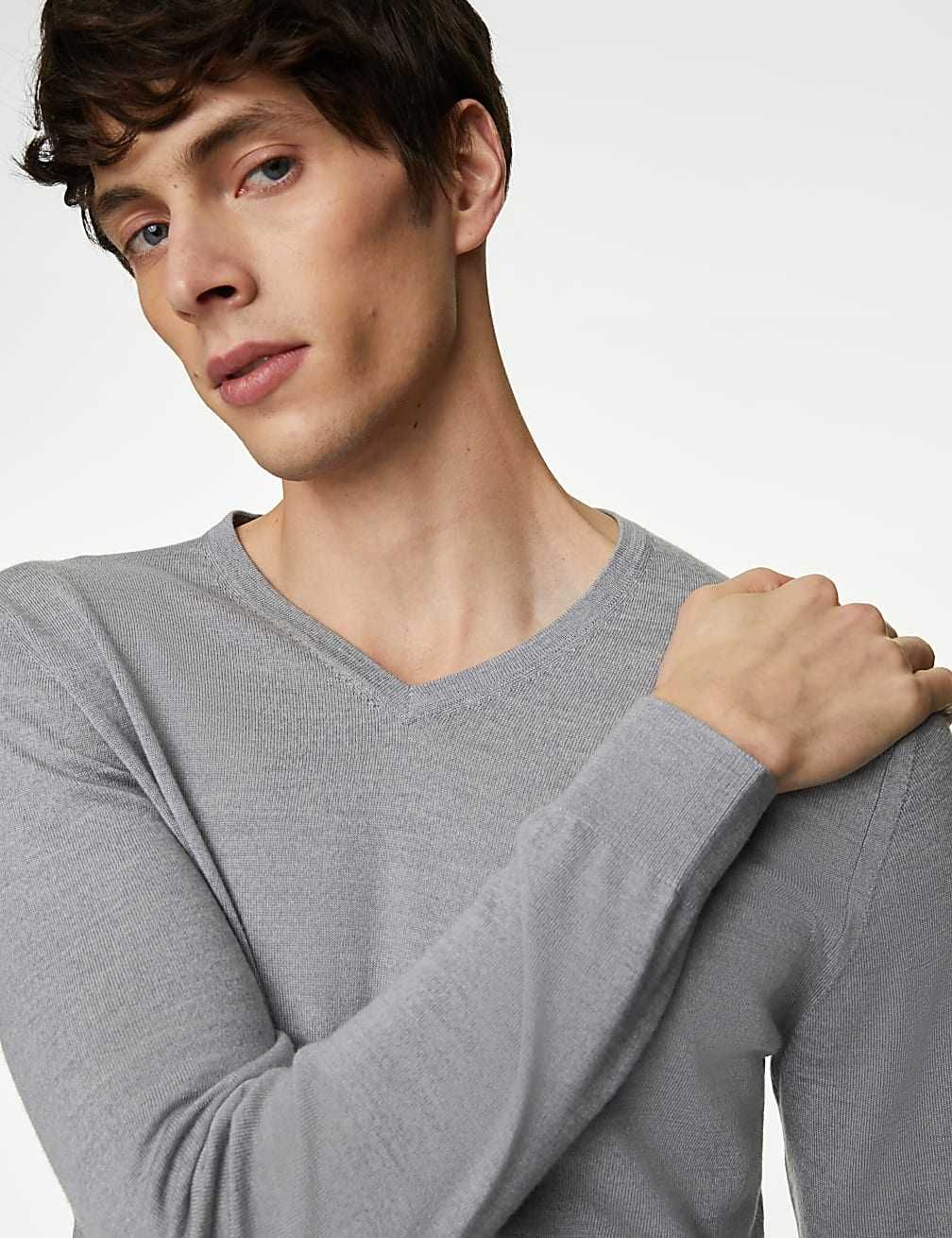 Чоловічий светр свитер з вовною мериноса M&S