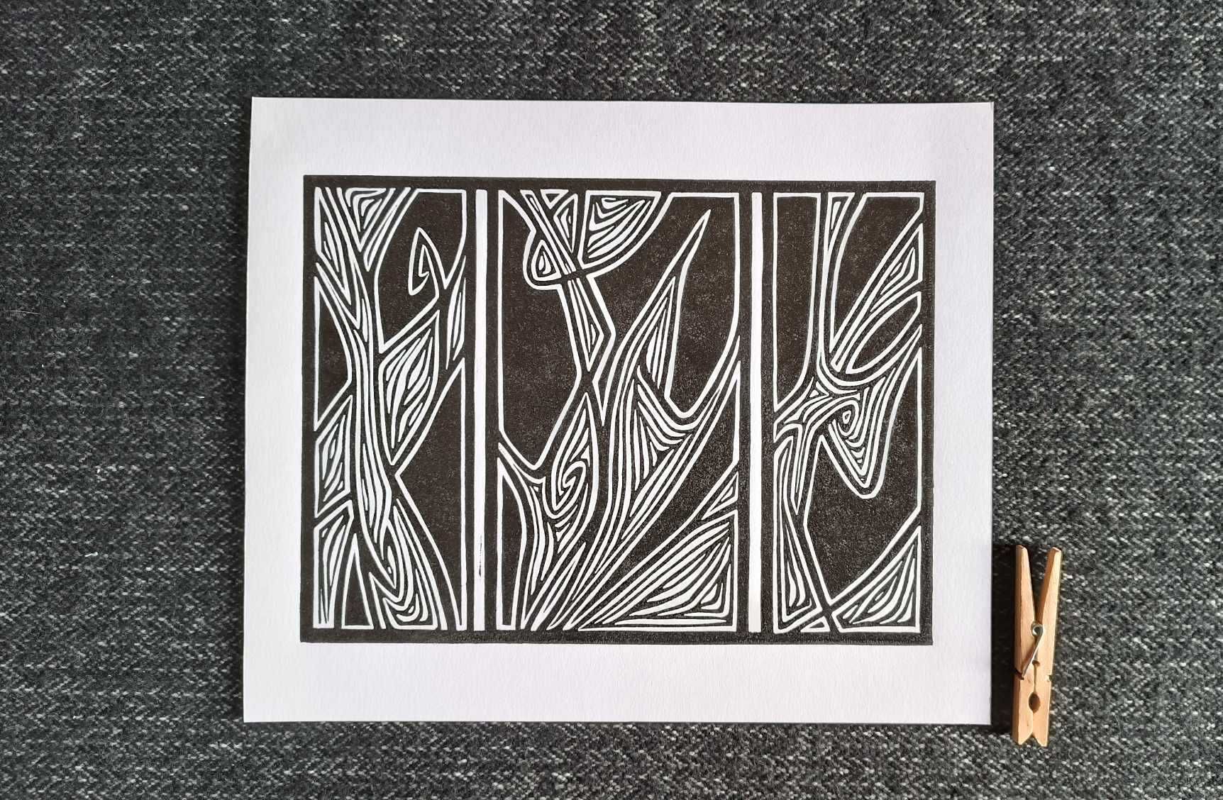 Linoryt, grafika artystyczna – Abstrakcja