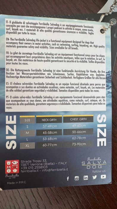 Colete Salva Vidas para Cão - Tamanho L - Nunca foi usado