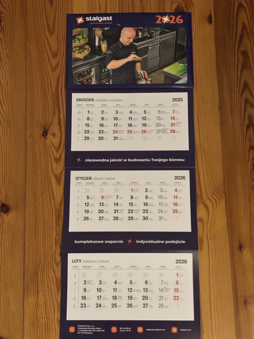 Kalendarz trójdzielny na 2026 rok