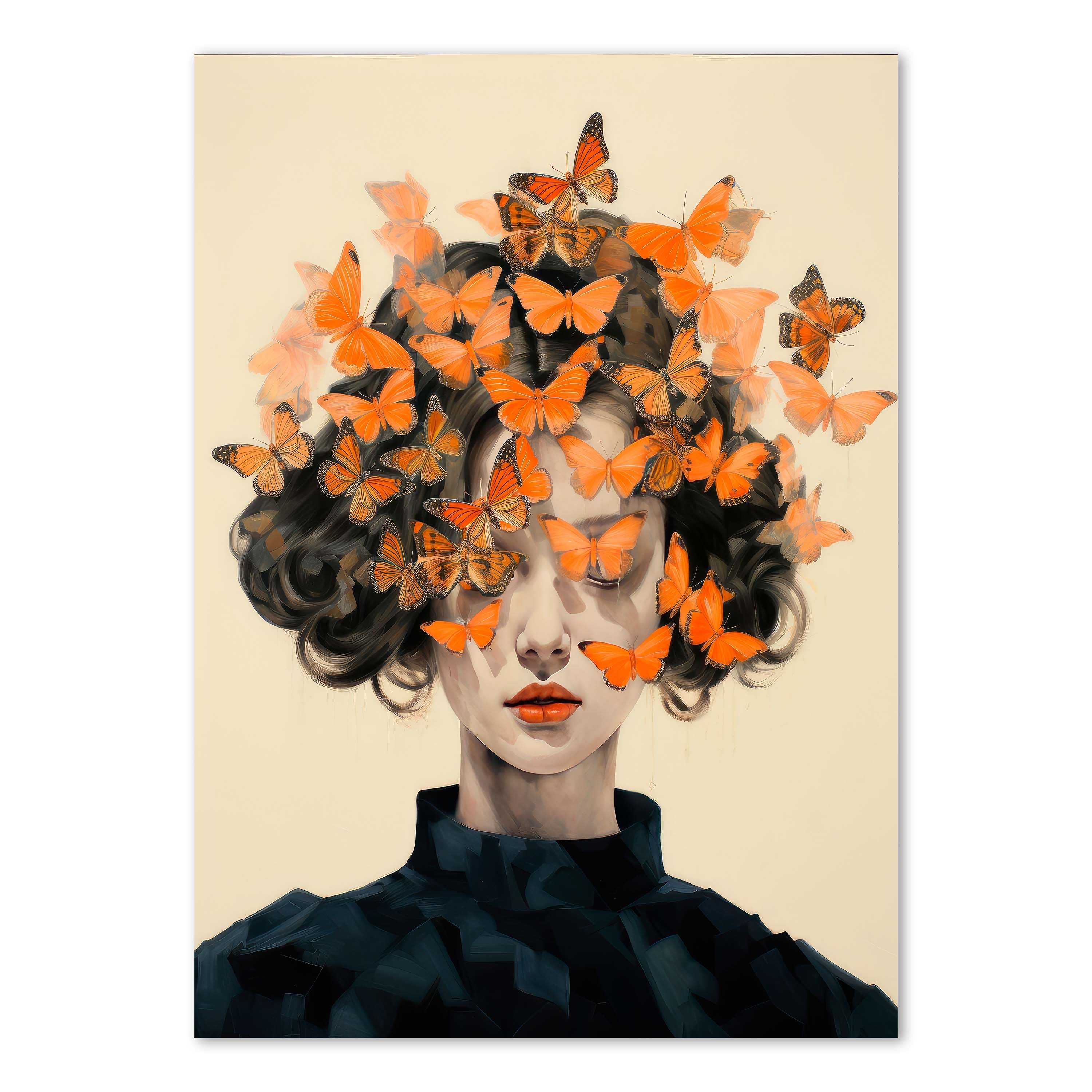 Plakat 61x91 cm - Kobieta z motylami (2-0048)