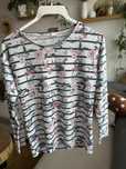 Sweter cienki w paski kwiaty wzorzysty S