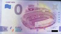 CAMP NOU słynny stadion Barcelony na banknocie 0 euro, HIT, okazja