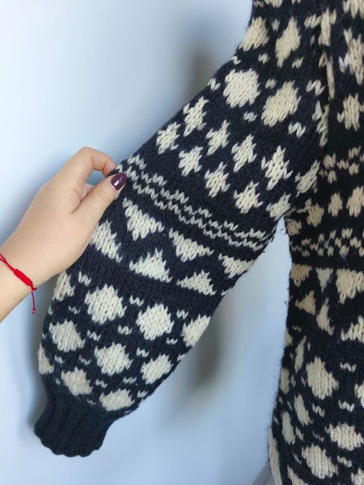 Handmade wełniany kardigan / sweter robiony na drutach