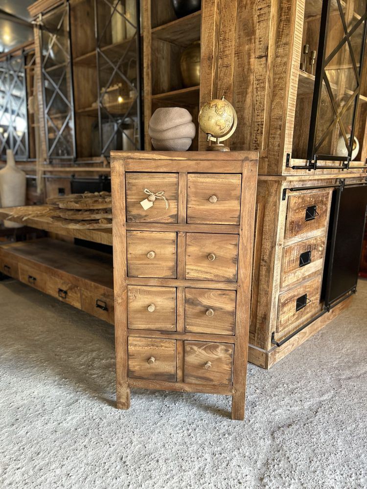 mała komoda z szufladami drewniana lite drewno TEAK szafka rustykalna