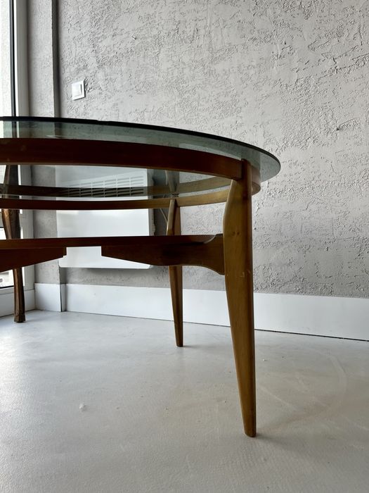 Okragly niski stół kawowy - vintage lata 60-70.