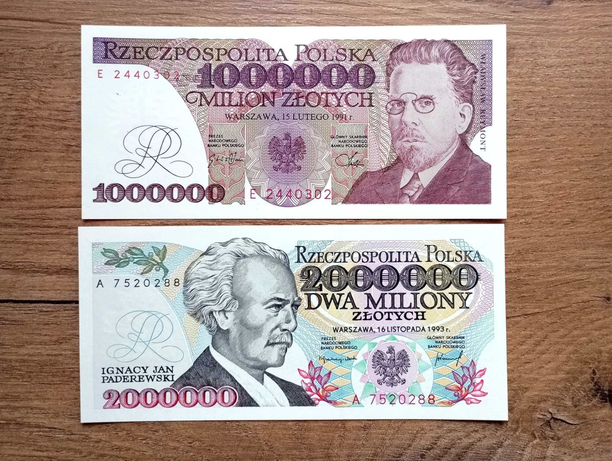 Banknoty PRL 1 mln i 2 mln zł  st.1 UNC