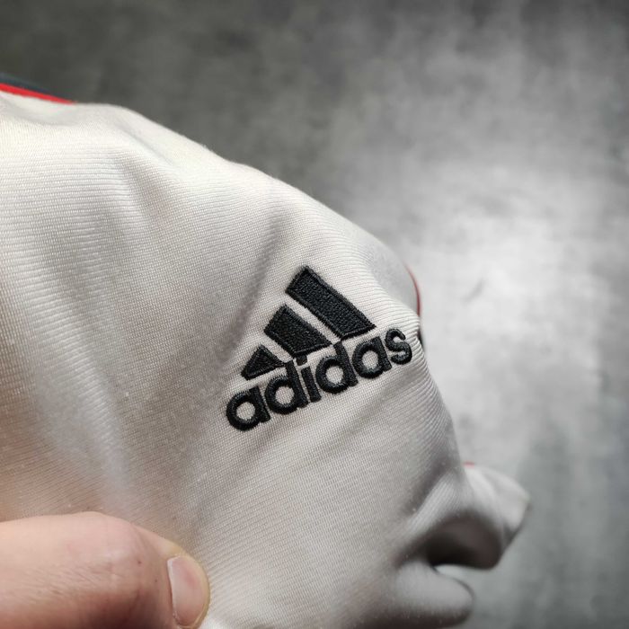 MĘSKA Bluza Rozpinana Stójka Adidas Biało Szara Lampas Retro Suwak