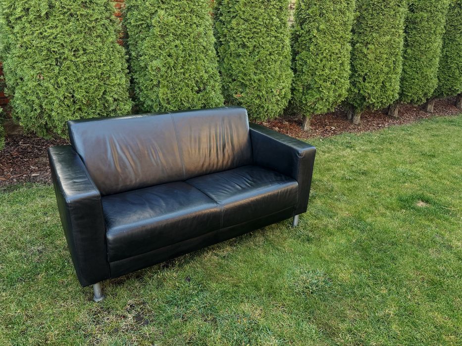 Чорний шкіряний диван, диван шкіра, диван шкіряний 160 см