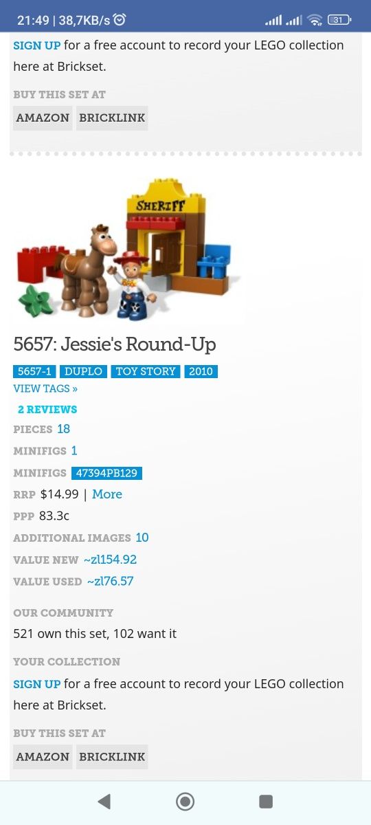 LEGO Duplo 5657 toy story jessie