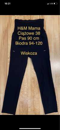 H&M Mama EUR 38 ciążowe czarne spodnie elegancie biuro praca ozdobne