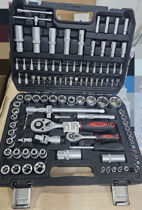 Pasta porta-ferramentas de 108 peças com chaves hexagonais acetinadas