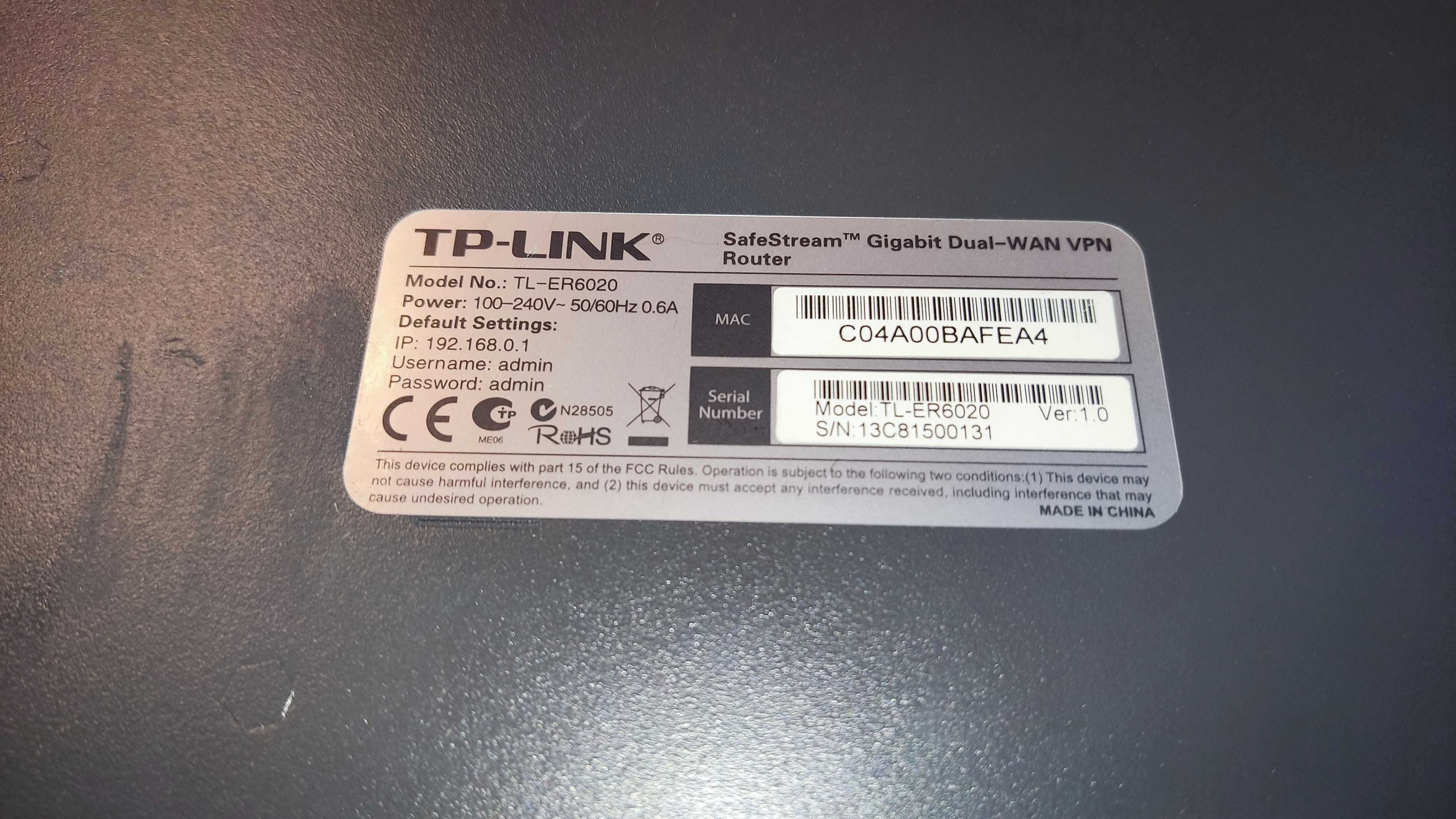 TP-LINK TL-ER6020 2xGBit-WAN Router (+3x LAN) VPN