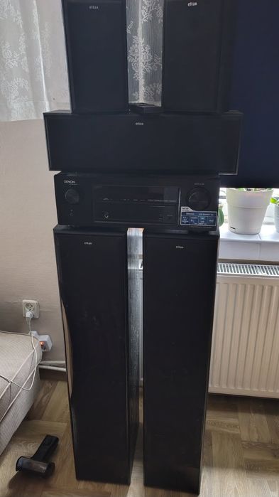 Kino domowe Denon AVR x520bt + głośniki eltax 5 + pilot + okablowanie