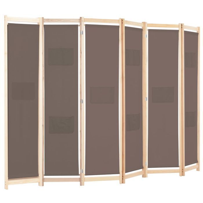 vidaXL Parawan 6-panelowy, brązowy, 240 x 170 x 4 cm, tkanina