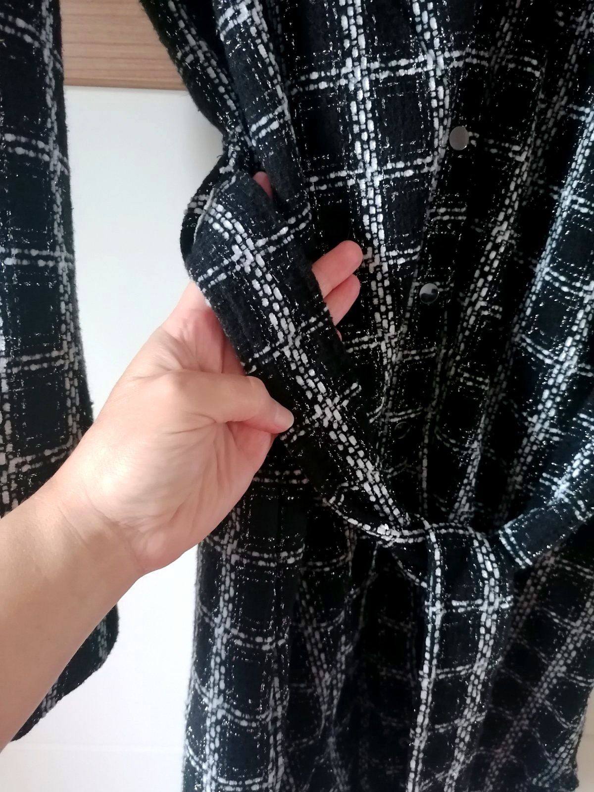 Mohito sukienka tweedowa tweed kratka krata czarna 38 M