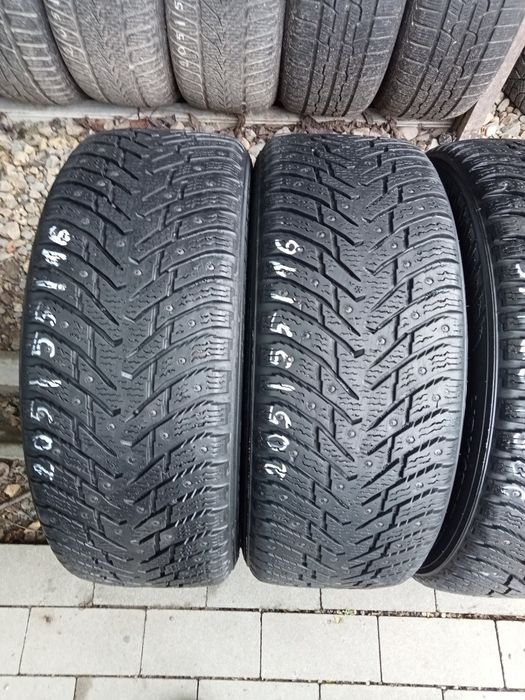4x Opony Używane 205/55R16 Zimowe Nokian z kolcami
