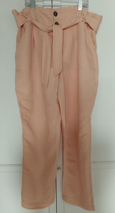 Spodnie lniane z kokardą i wysokim stanem Jessica C&A 40