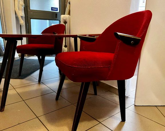 Krzesła Fotele Stolik kawowy / ława Vintage PRL