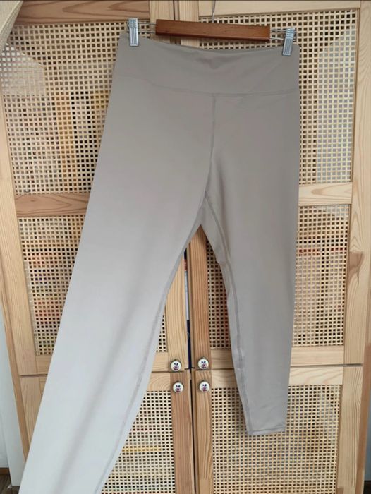 Legginsy sportowe super soft h&m L beżowe