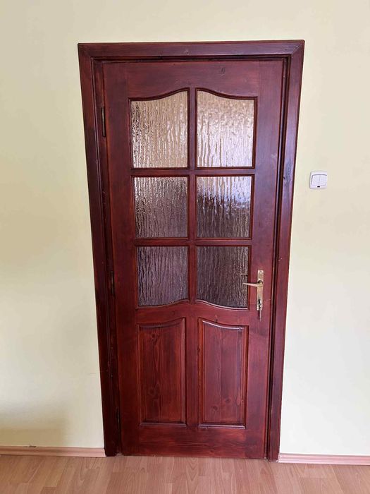 Drewniane Drzwi Z Szybą Mahoniowe 4 Sztuki - OKAZJA 100 zł szt