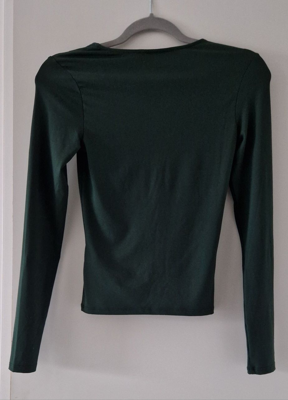 Bluzka top zielona z klamerką XS/S H&M