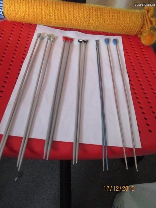 6 pares de agulhas para tricotar mais + depósito de agulhas