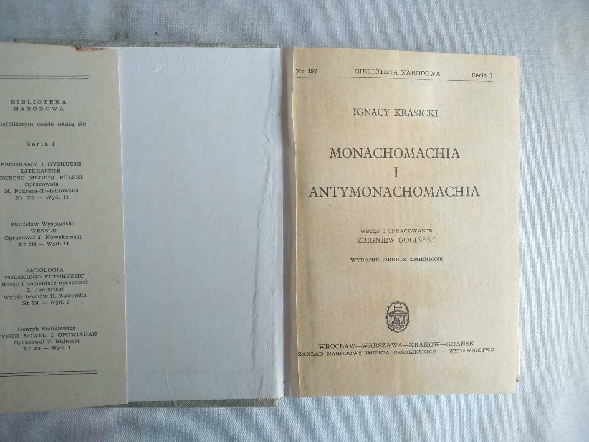 "Monachomachia i Antymonachomachia" Ignacy Krasicki