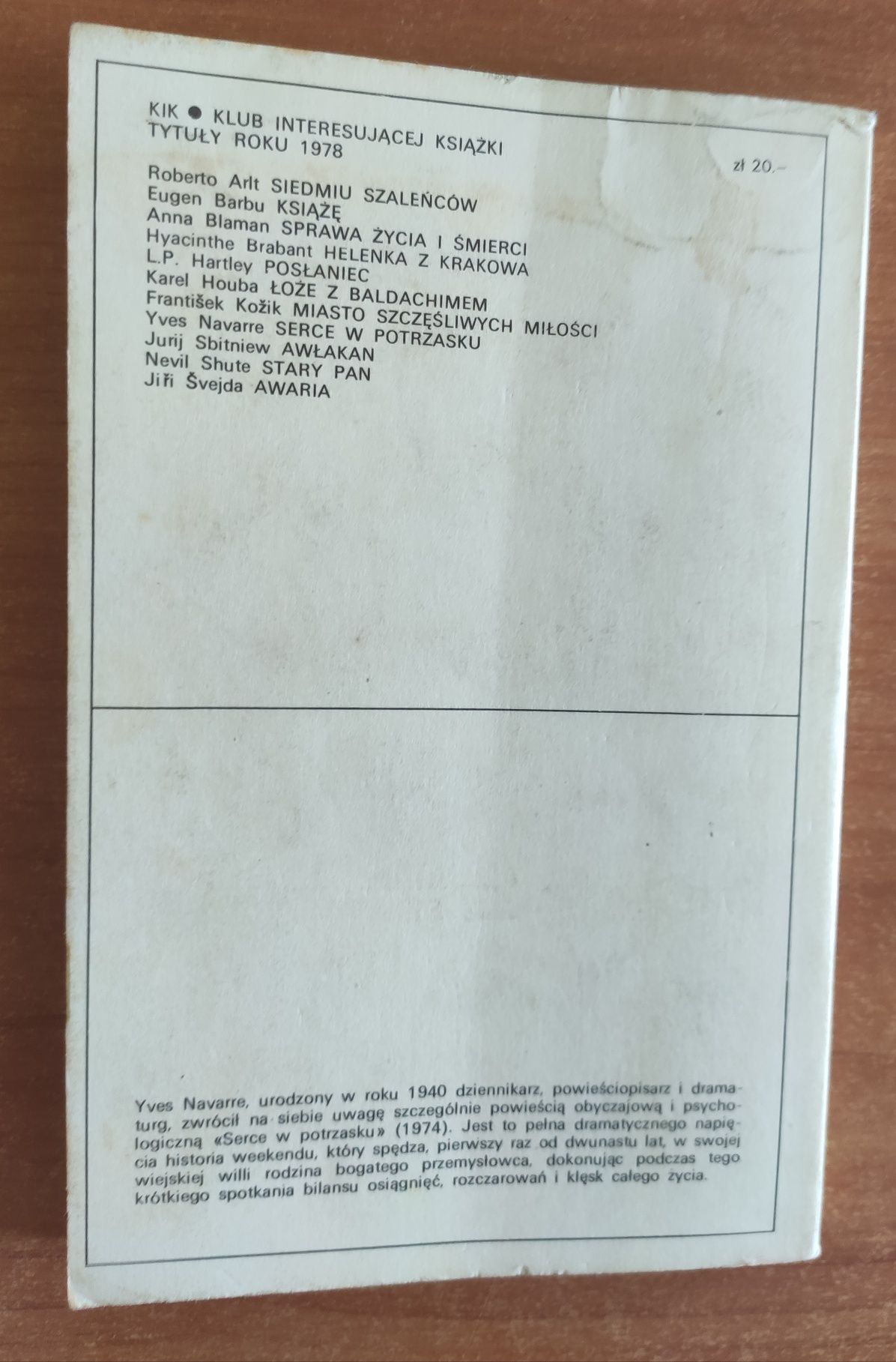 Serce w potrzasku Yves Navarre