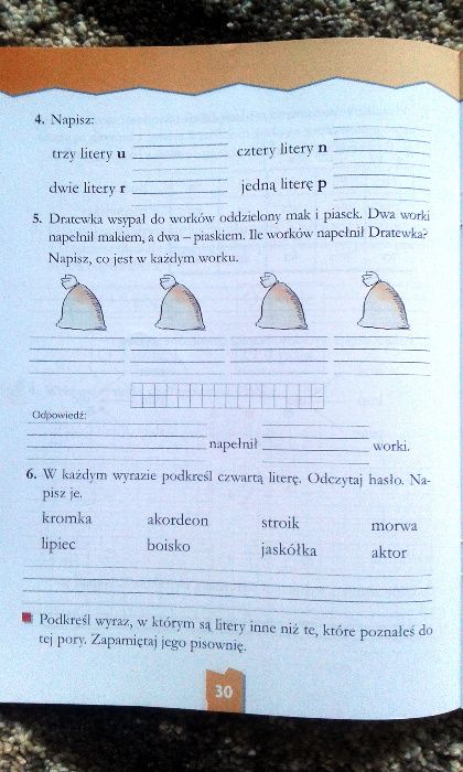 Nasza klasa 1 - ćwiczenia - zadania dodatkowe dla 7-latka 4 części