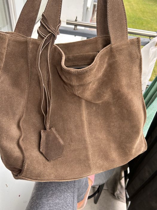 Torebka shopper zamszowa