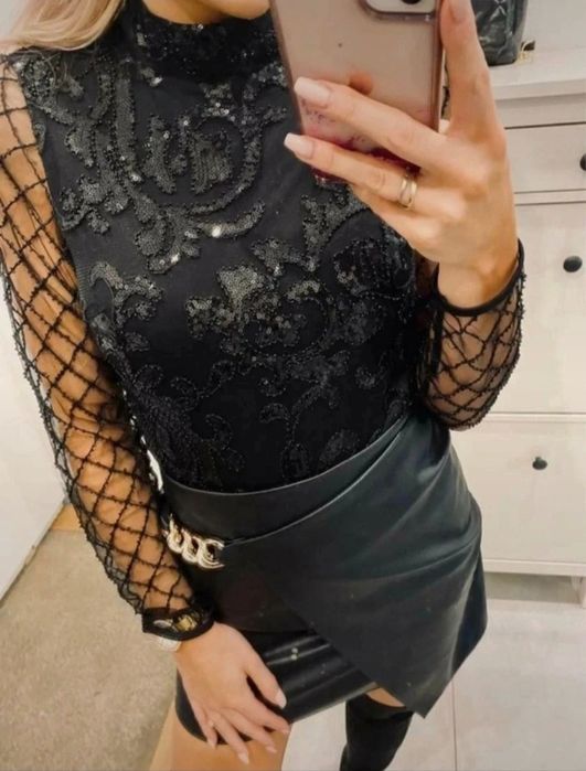 Reserved czarne imprezowe body S