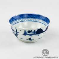 Taça Porcelana da China decoração Azul e Branca Dinastia Qing