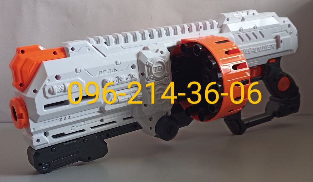 Бластер детский Пулемёт-Автомат на батарейках с мягкими пулями. Nerf