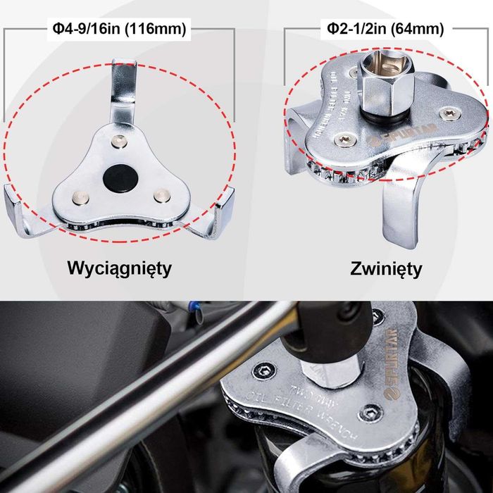 Regulowany Klucz do Filtru Oleju 64-116mm, do Usuwania Filtra Oleju