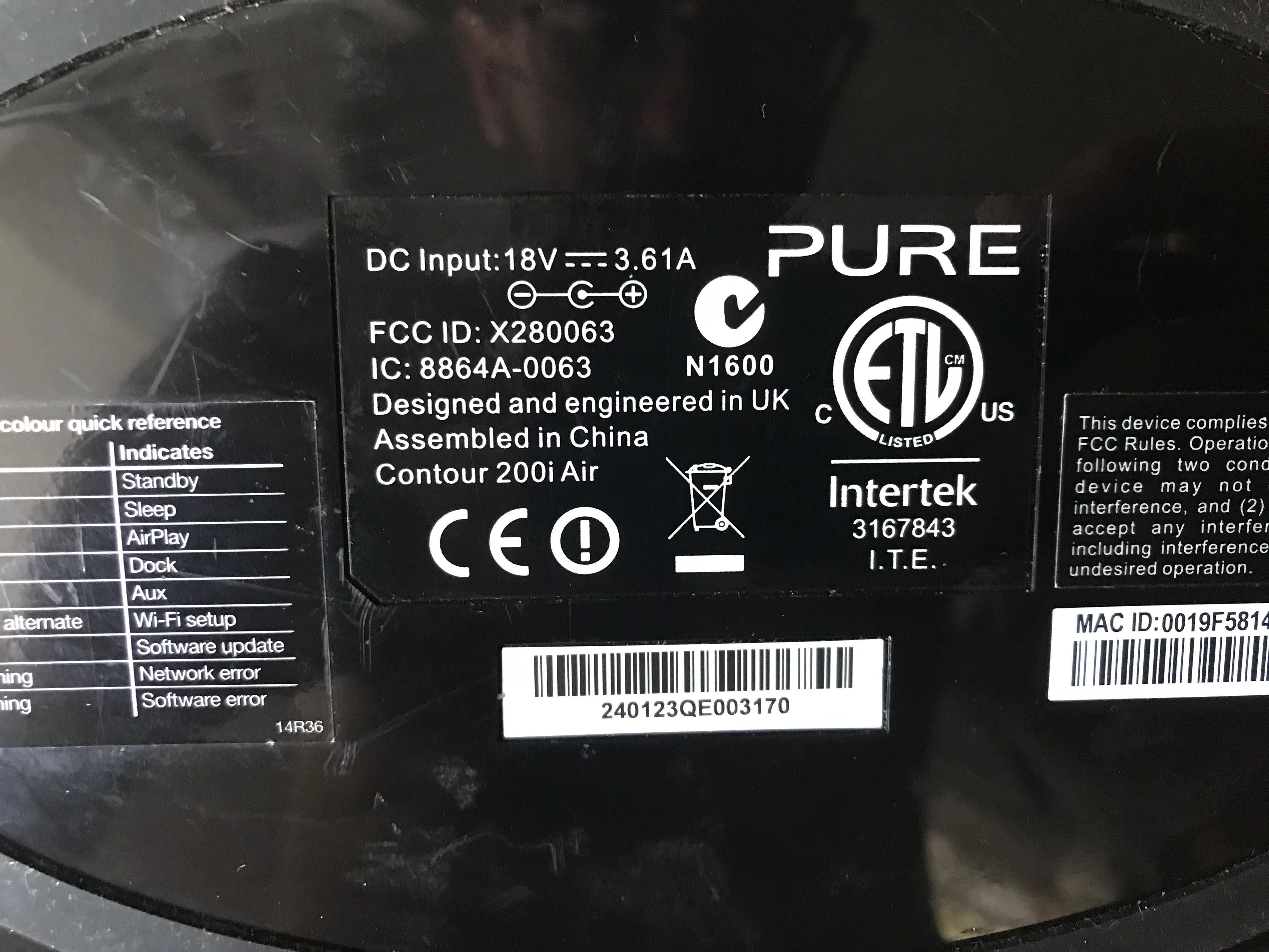 Głośnik Pure Contour 200I Air - stacja dokująca iPhone lightning