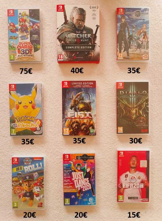 Jogos Nintendo Switch - Super Mário, Pokemon, Witcher, Diablo, FIFA...