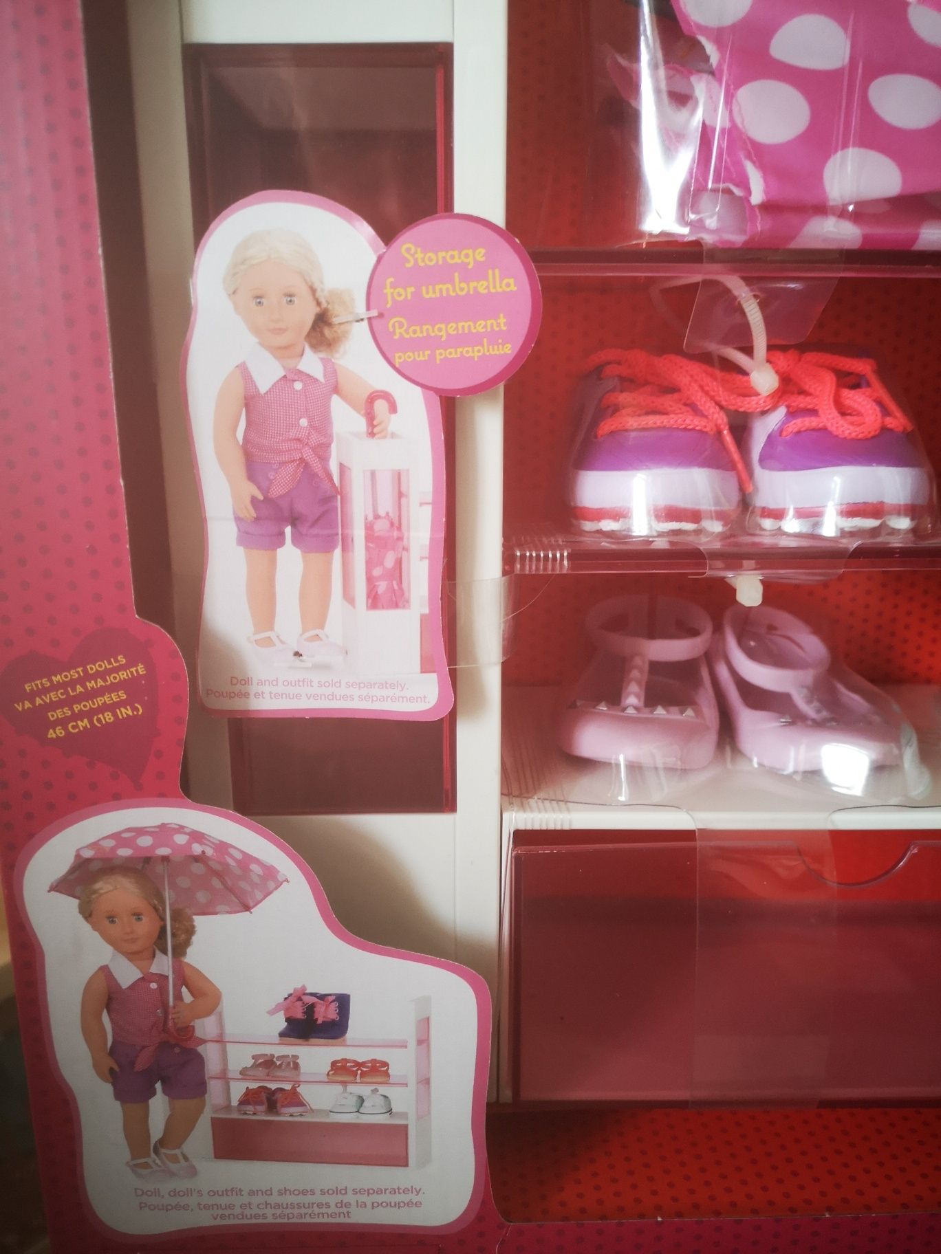 Regał i buty dla lalek Our generation