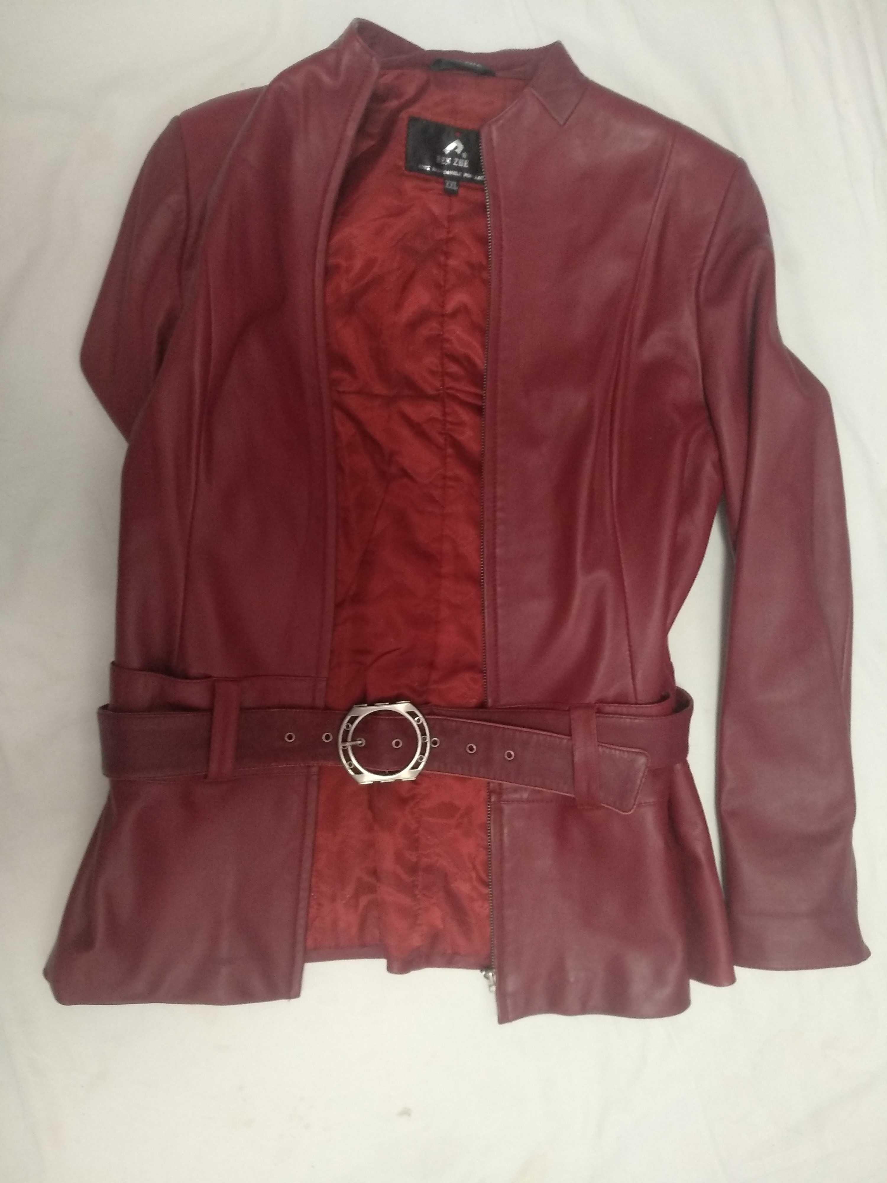 Куртка (пиджак жакет) женская кожаная цвет бордо