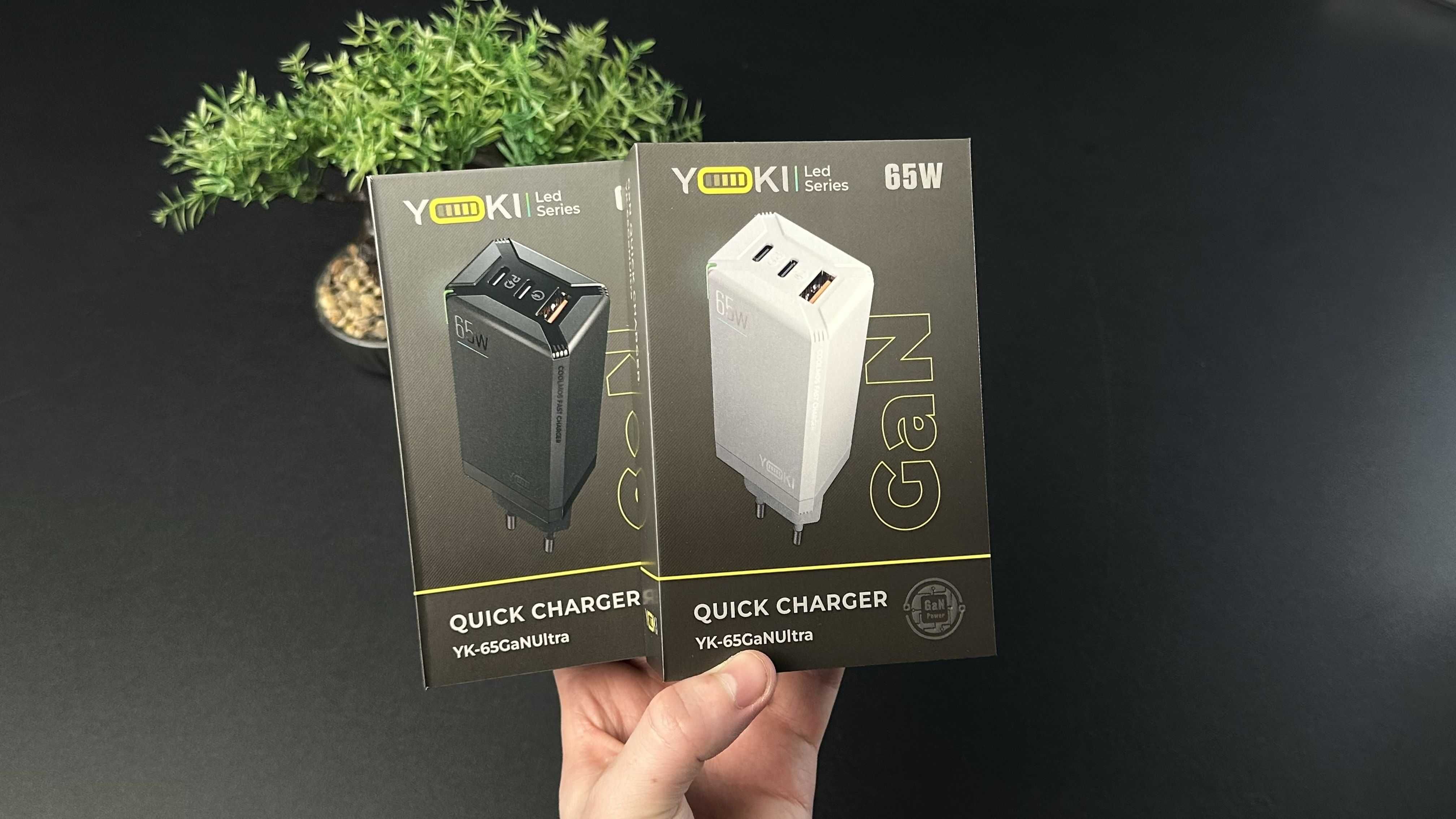 NEW Мережевий зарядний пристрій Yoki Led Series  GaN Ultra 65W Black