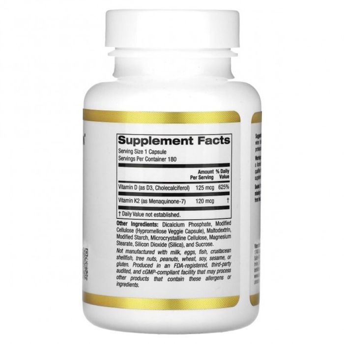 California Gold Nutrition вітамін D3 (5000МЕ) і К2, 60/180 капсул Д3К2