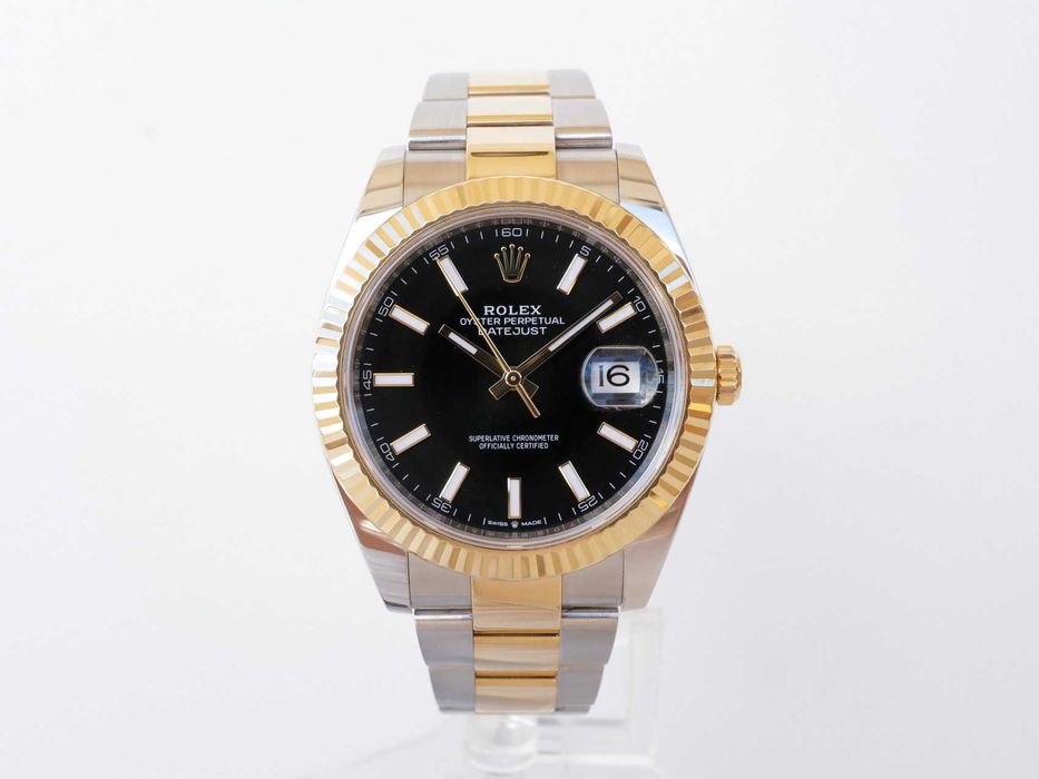 Rolex Datejust 41mm Oyster Steel 18K Yellow Gold Black Dial