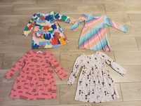Zestaw 4 sukienek dziewczęcych z długim rękawem H&M r. 98/104