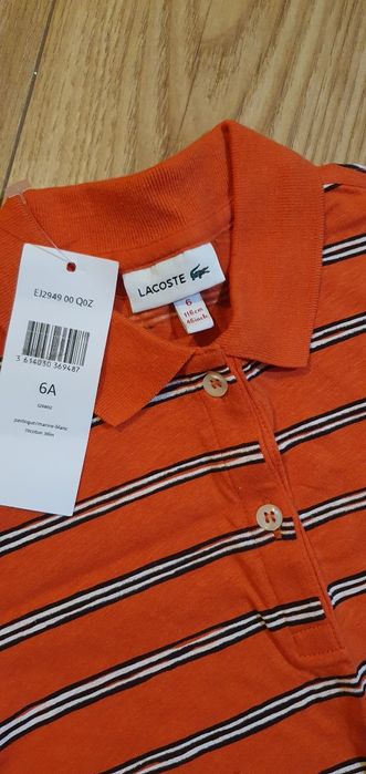 Sukienka pomarańczowa w paski dla dziewczynki Lacoste 116