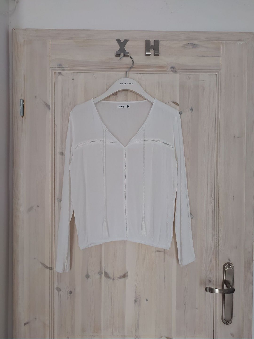 Biała bluzka koszula z długim rękawem Sinsay 36 S