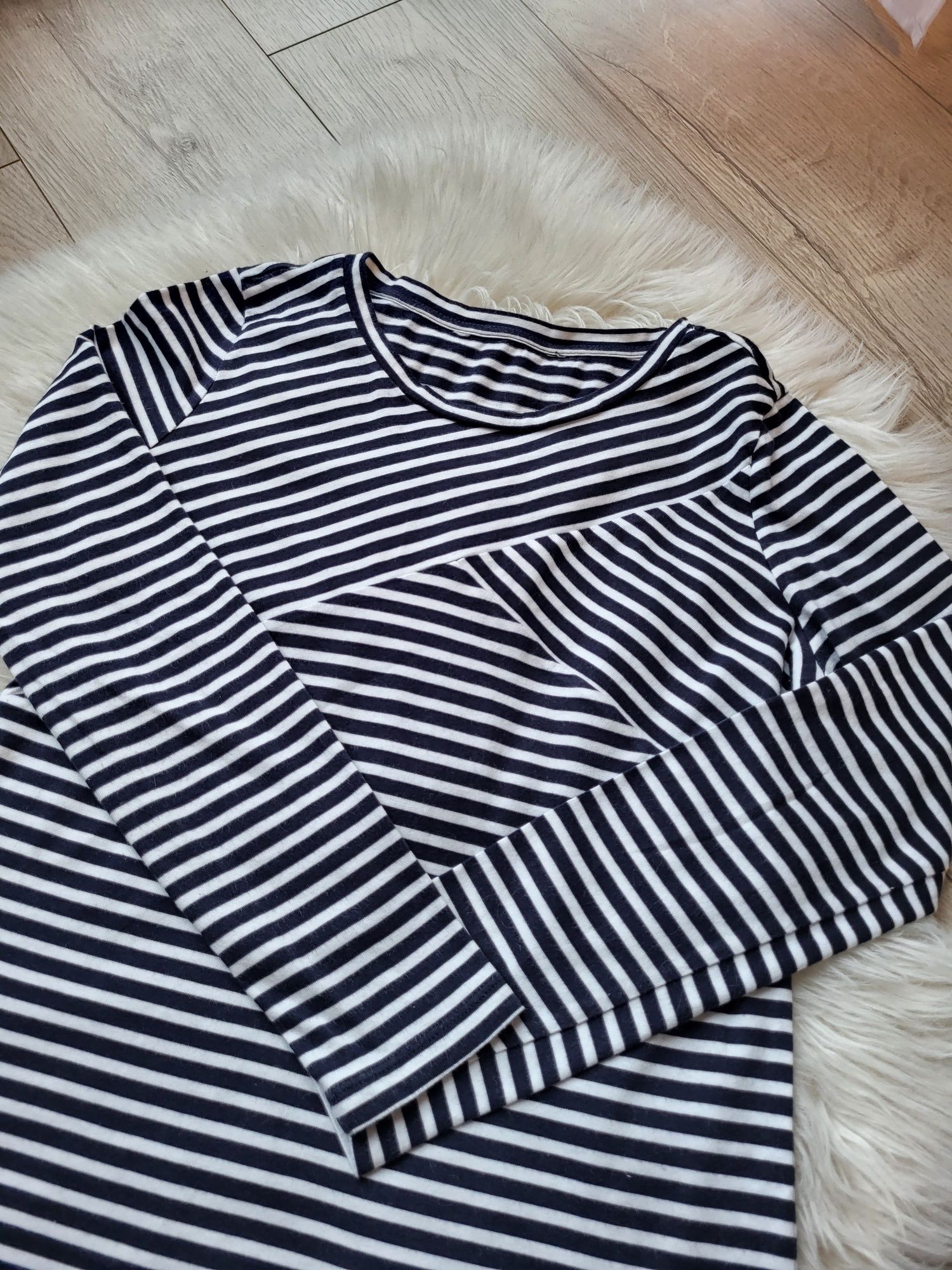 Bluzka w paski biała granatowa basic styl COS Massimo Dutti rozmiar M