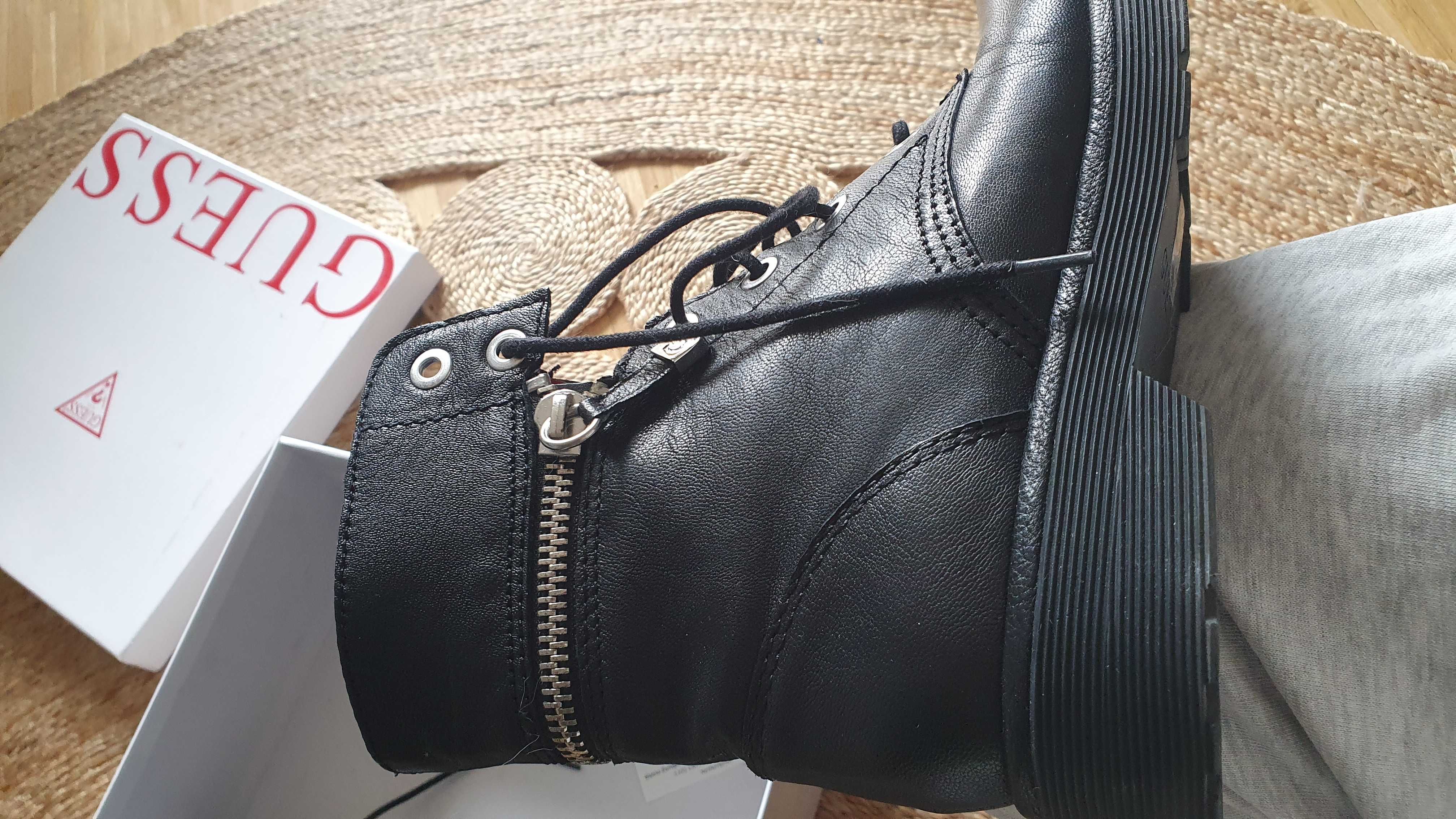 Skorzane Botki glany GUESS 39