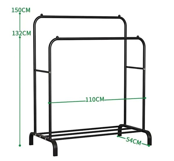 Двойная стойка вешалка 150х110х54 см для одежды и полкой для обуви Dou